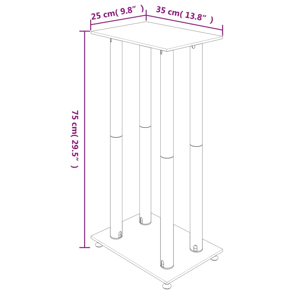 vidaXL Stativ för högtalare 2 st härdat glas 4-pelarmodell silver