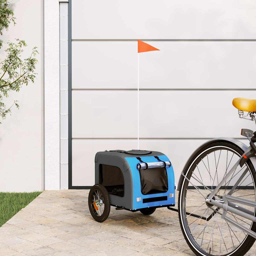 vidaXL Cykelvagn för djur blå och grå oxfordtyg och järn