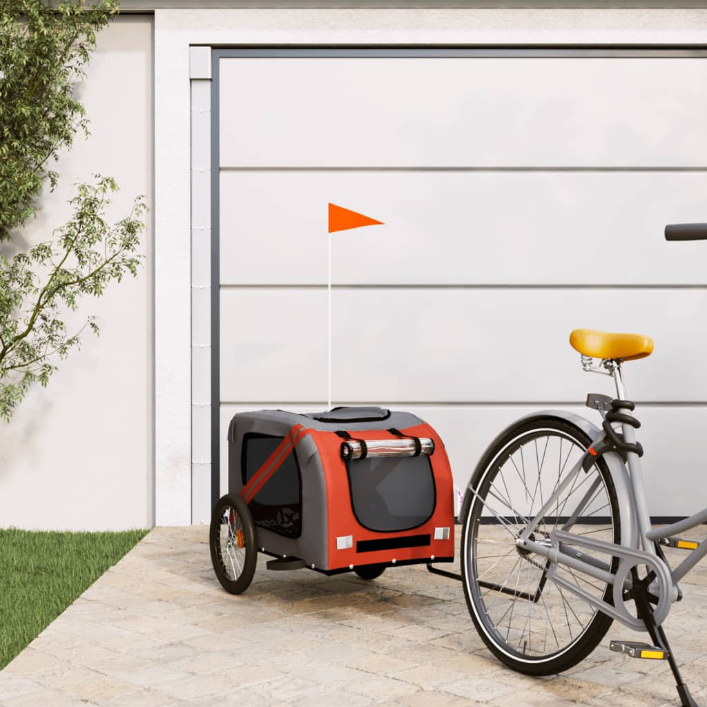 vidaXL Cykelvagn för djur orange och svart oxfordtyg och järn