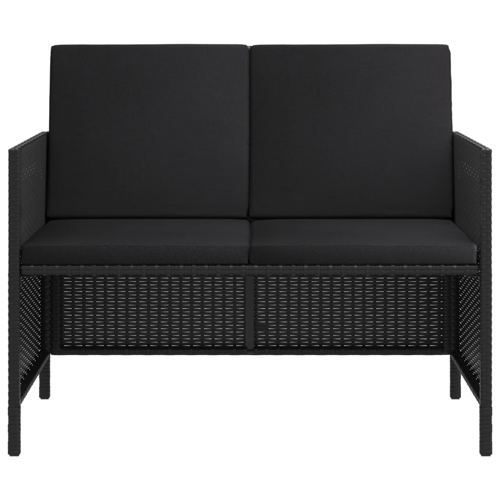 vidaXL Loungegrupp med dynor 6 delar svart konstrotting