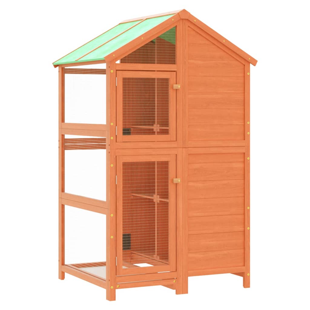 vidaXL Fågelhus brun 97x81x152 massiv furu