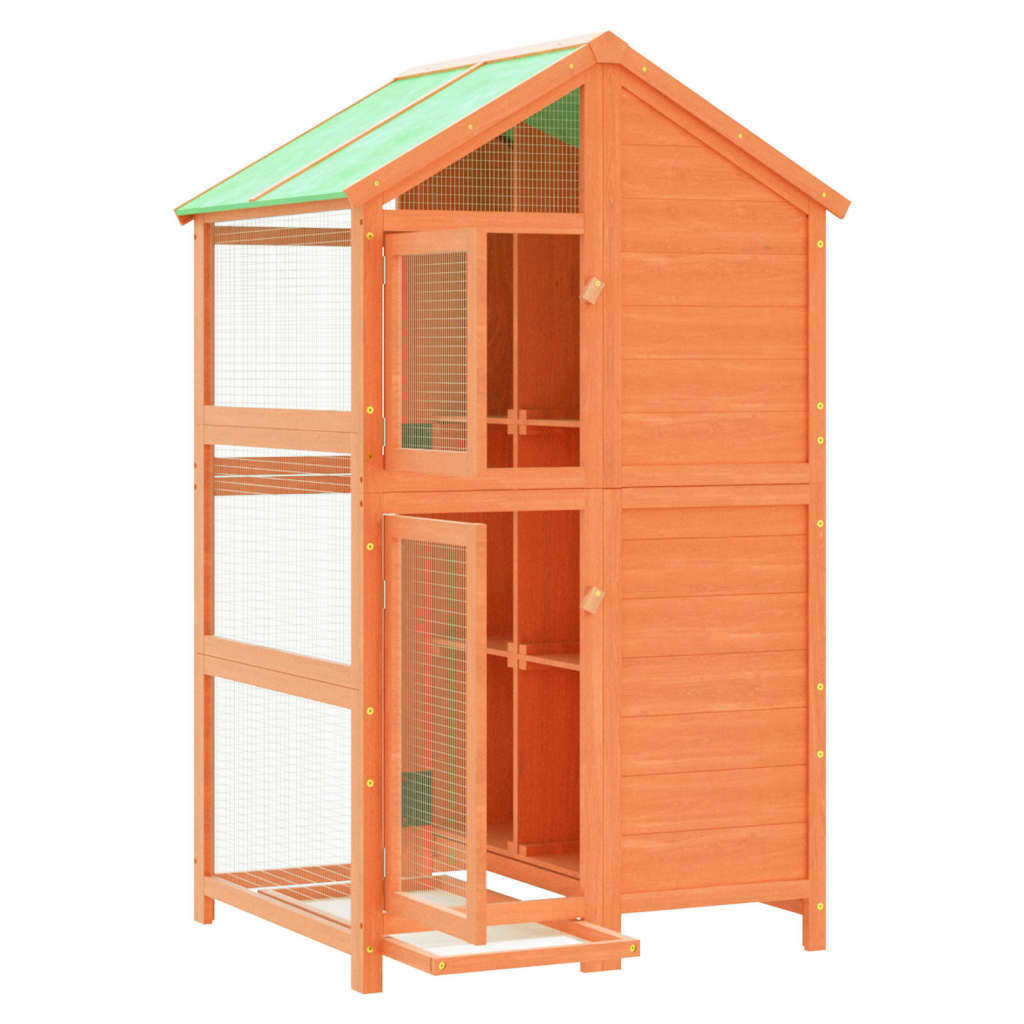 vidaXL Fågelhus brun 97x81x152 massiv furu
