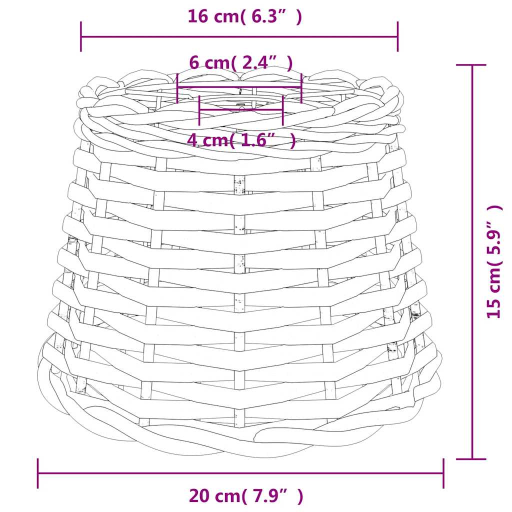 vidaXL Taklampskärm brun Ø20x15 cm korgmaterial