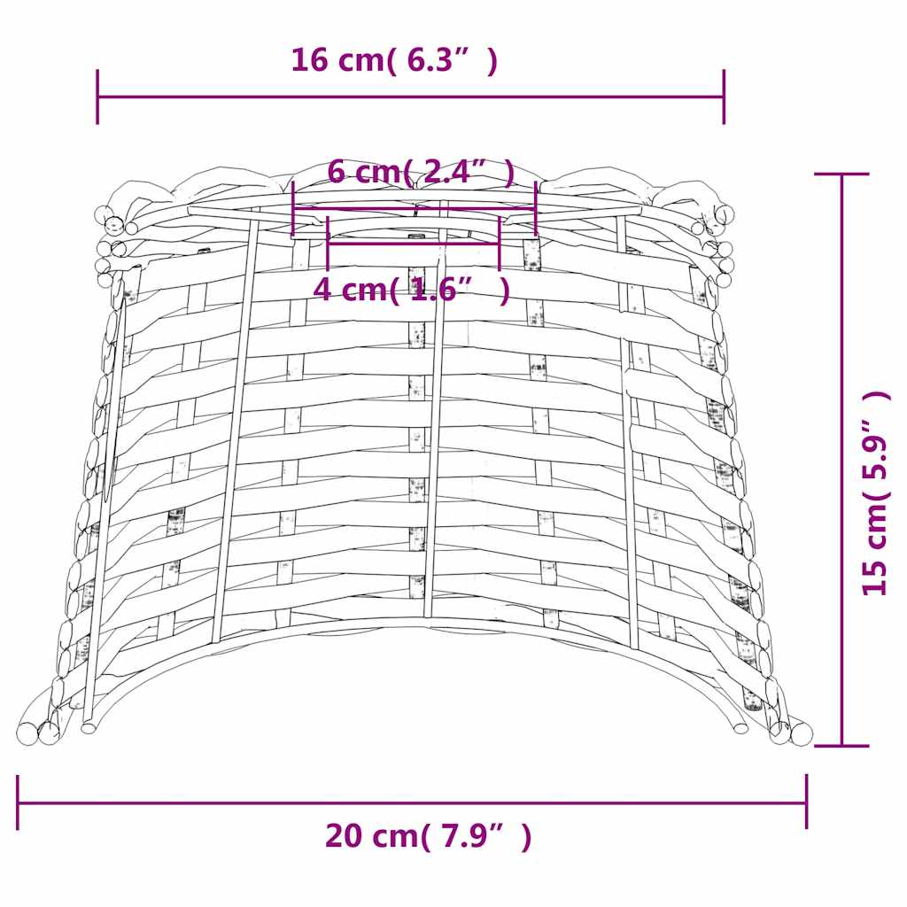 vidaXL Taklampskärm brun Ø20x15 cm korgmaterial