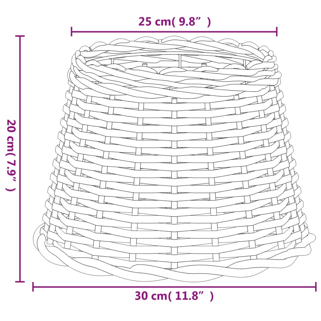 vidaXL Lampskärm vit Ø30x20 cm korgmaterial