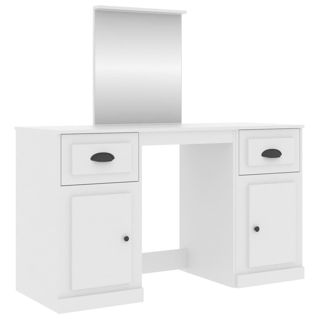 vidaXL Sminkbord med spegel vit 130x50x132,5 cm