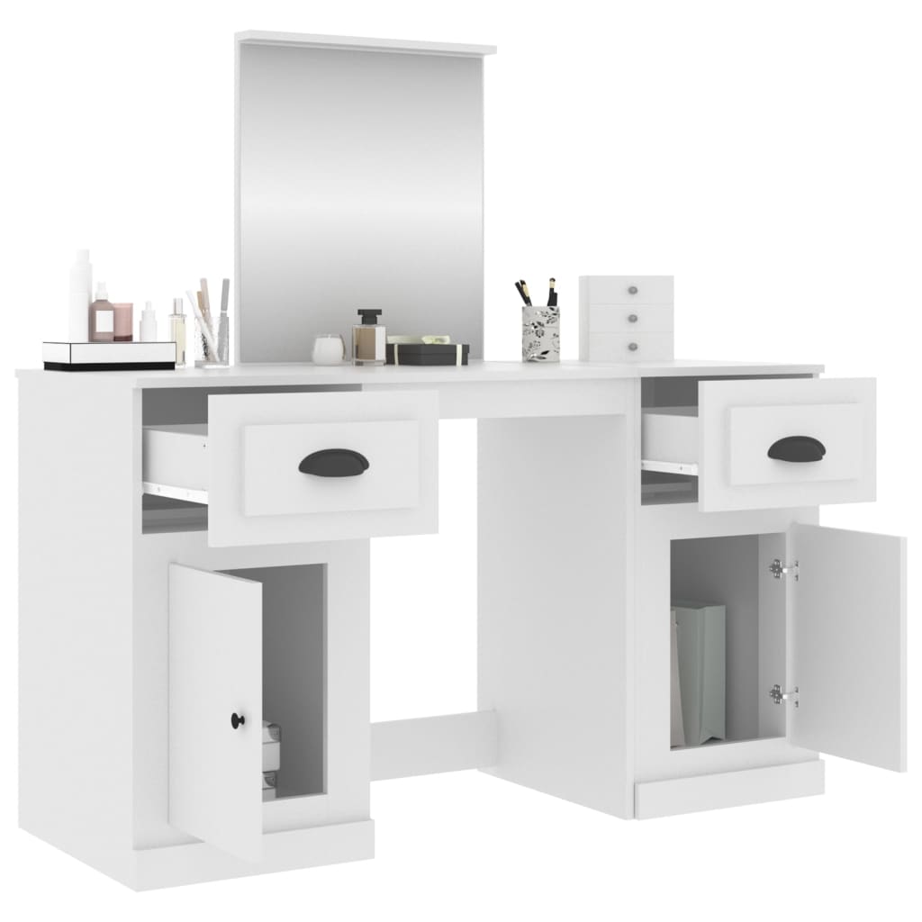vidaXL Sminkbord med spegel vit 130x50x132,5 cm