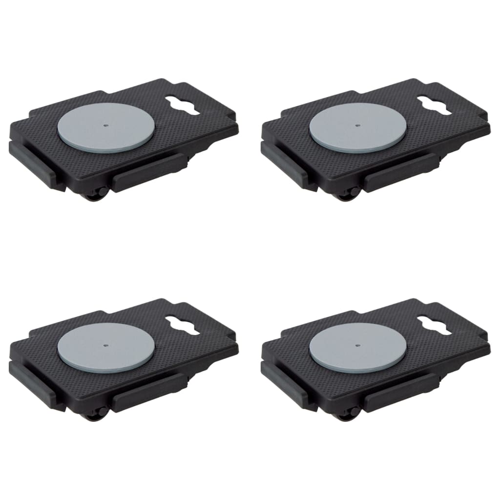 vidaXL Transportplattor med 8 hjul 4 st svart polypropen 150 kg
