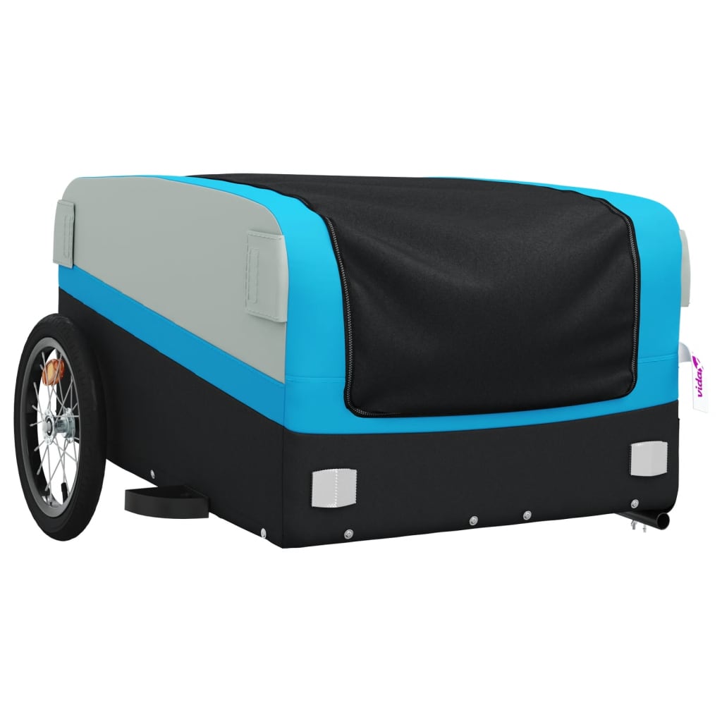 vidaXL Cykelvagn svart och blå 45 kg järn