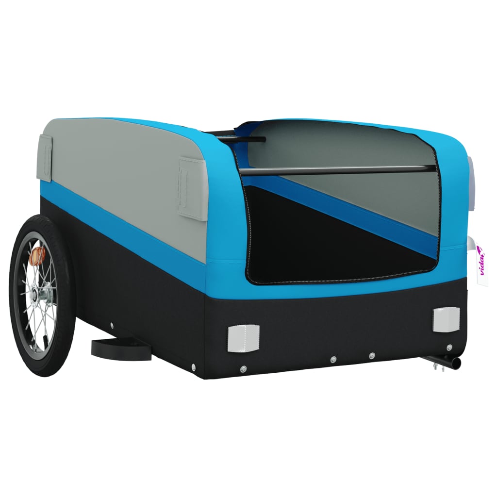 vidaXL Cykelvagn svart och blå 45 kg järn