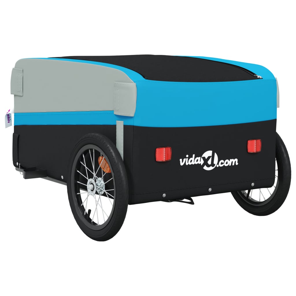 vidaXL Cykelvagn svart och blå 45 kg järn