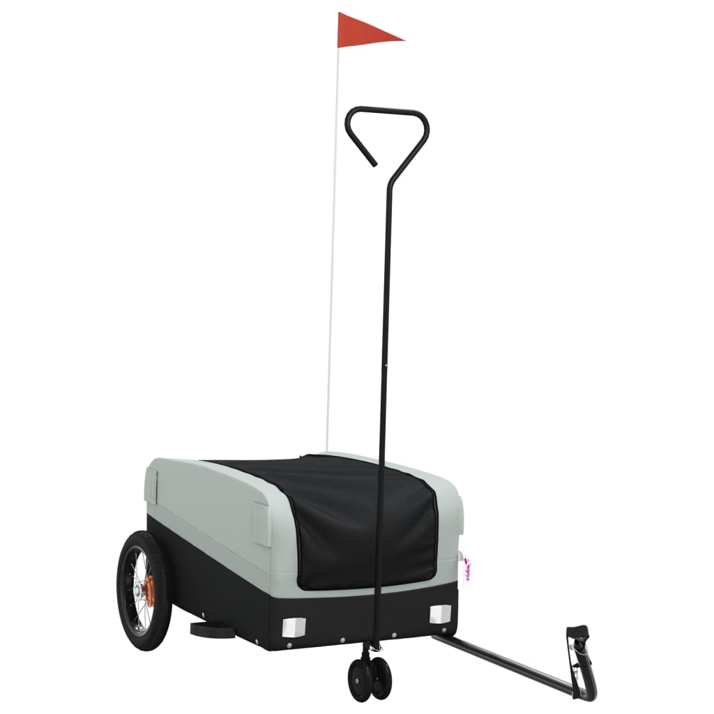 vidaXL Cykelvagn svart och grå 30 kg järn