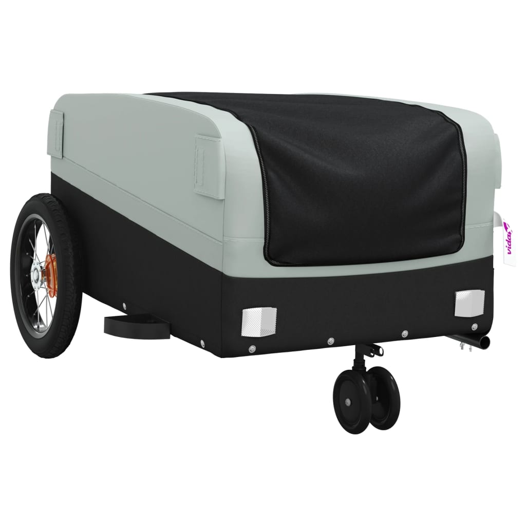 vidaXL Cykelvagn svart och grå 30 kg järn