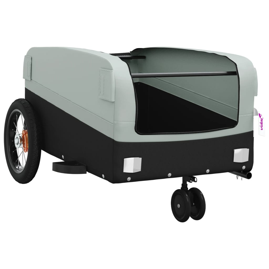 vidaXL Cykelvagn svart och grå 30 kg järn