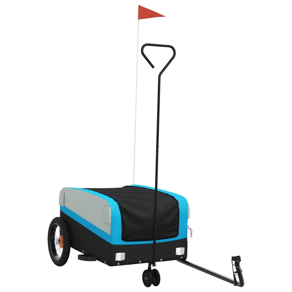 vidaXL Cykelvagn svart och blå 30 kg järn