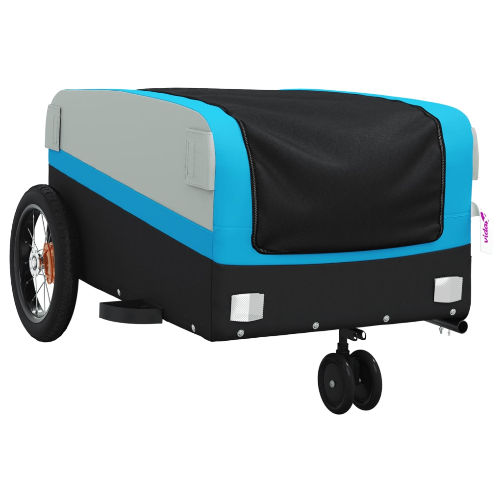 vidaXL Cykelvagn svart och blå 30 kg järn