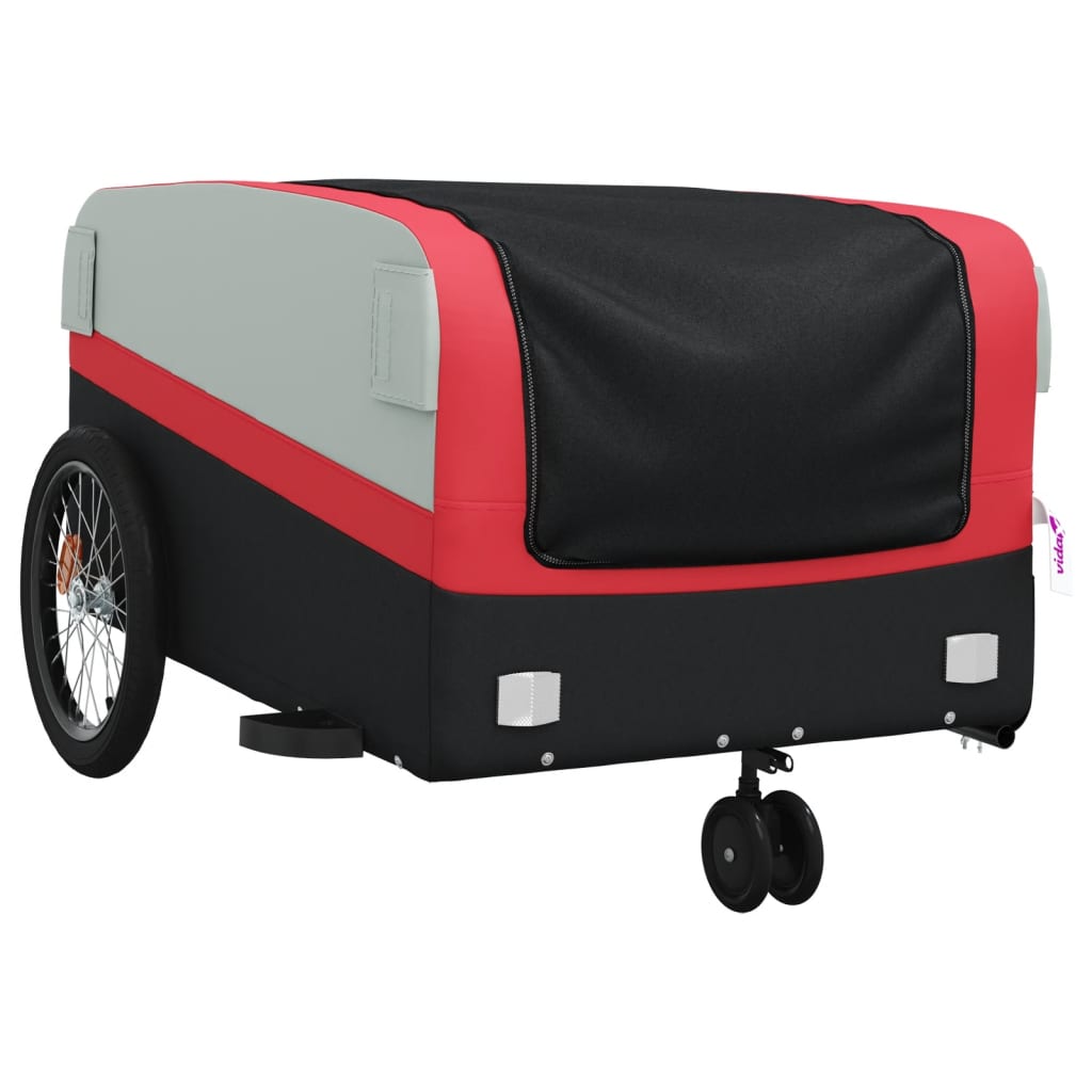 vidaXL Cykelvagn svart och röd 45 kg järn
