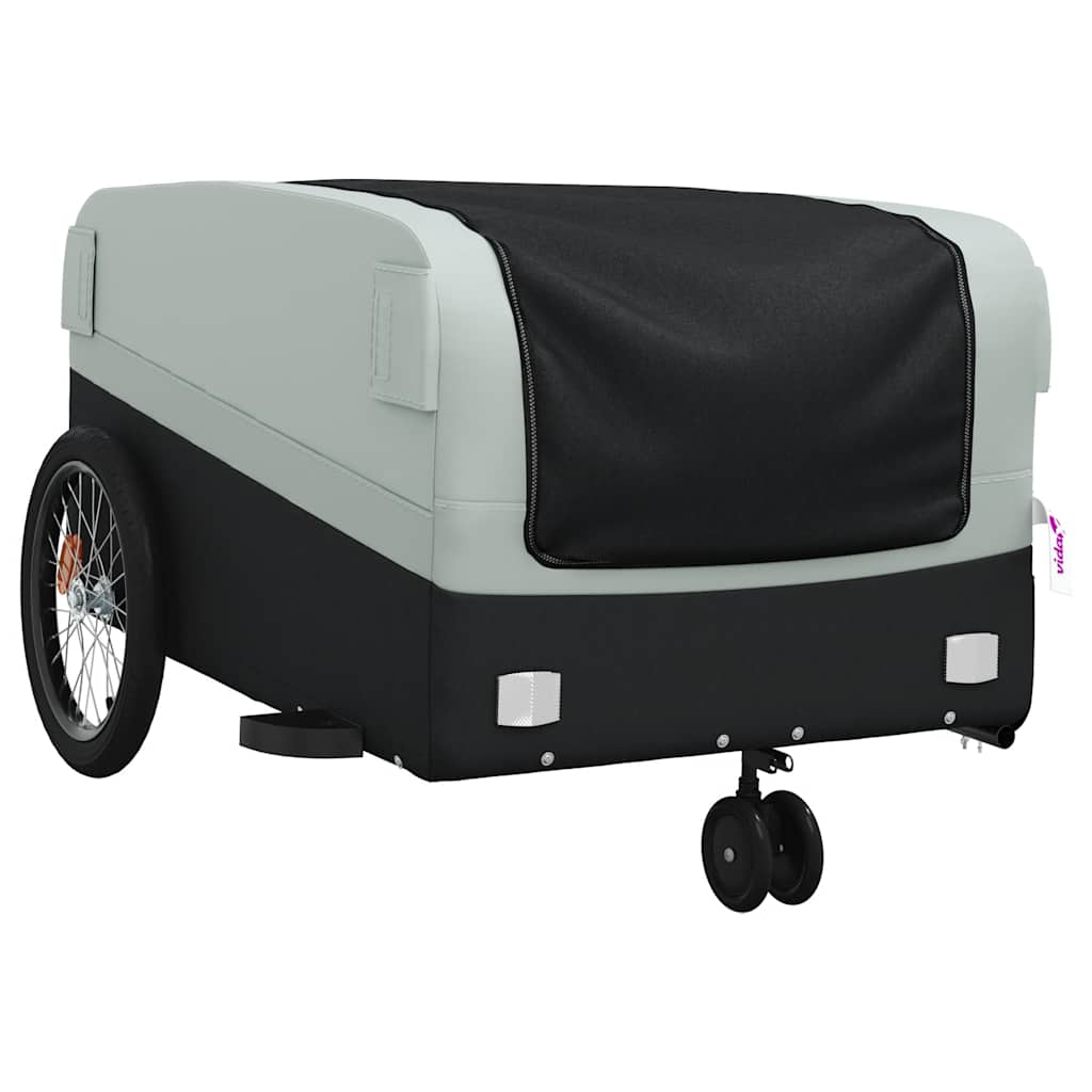 vidaXL Cykelvagn svart och grå 45 kg järn