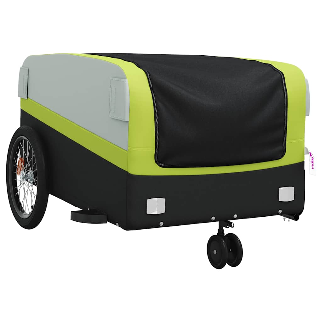 vidaXL Cykelvagn svart och grön 45 kg järn