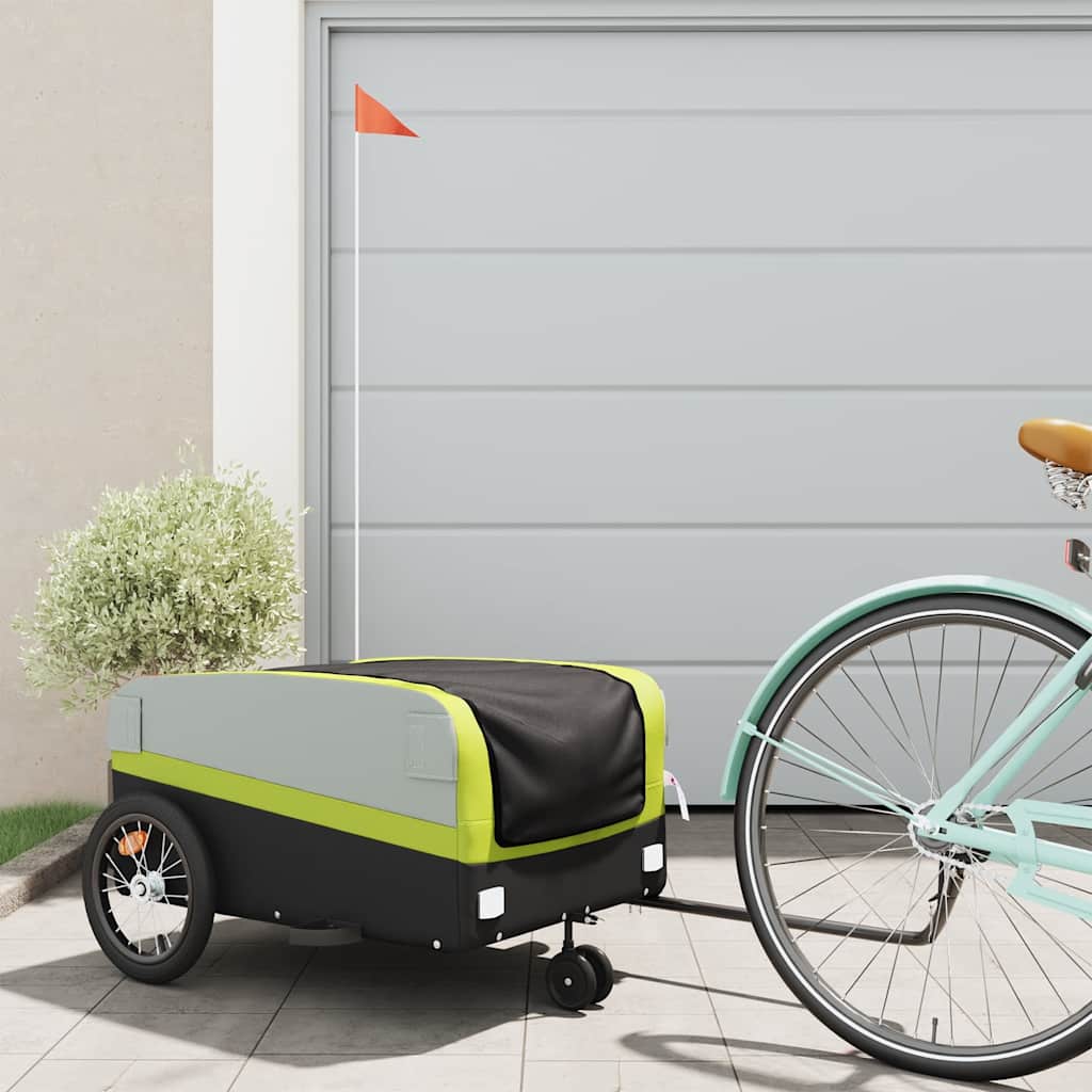 vidaXL Cykelvagn svart och grön 45 kg järn