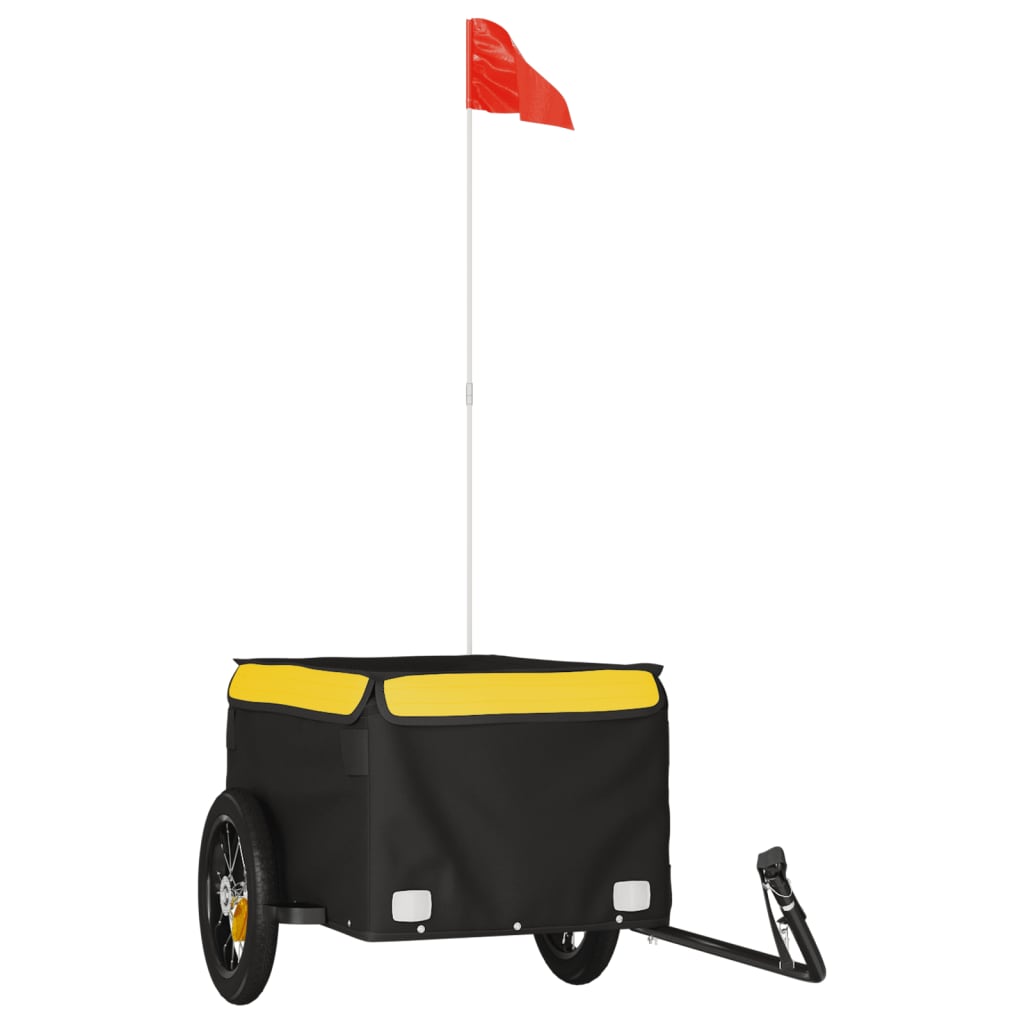 vidaXL Cykelvagn svart och gul 30 kg järn