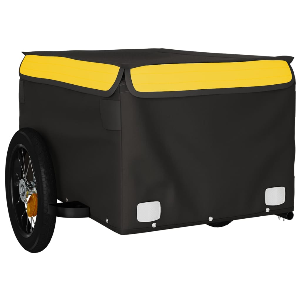 vidaXL Cykelvagn svart och gul 30 kg järn