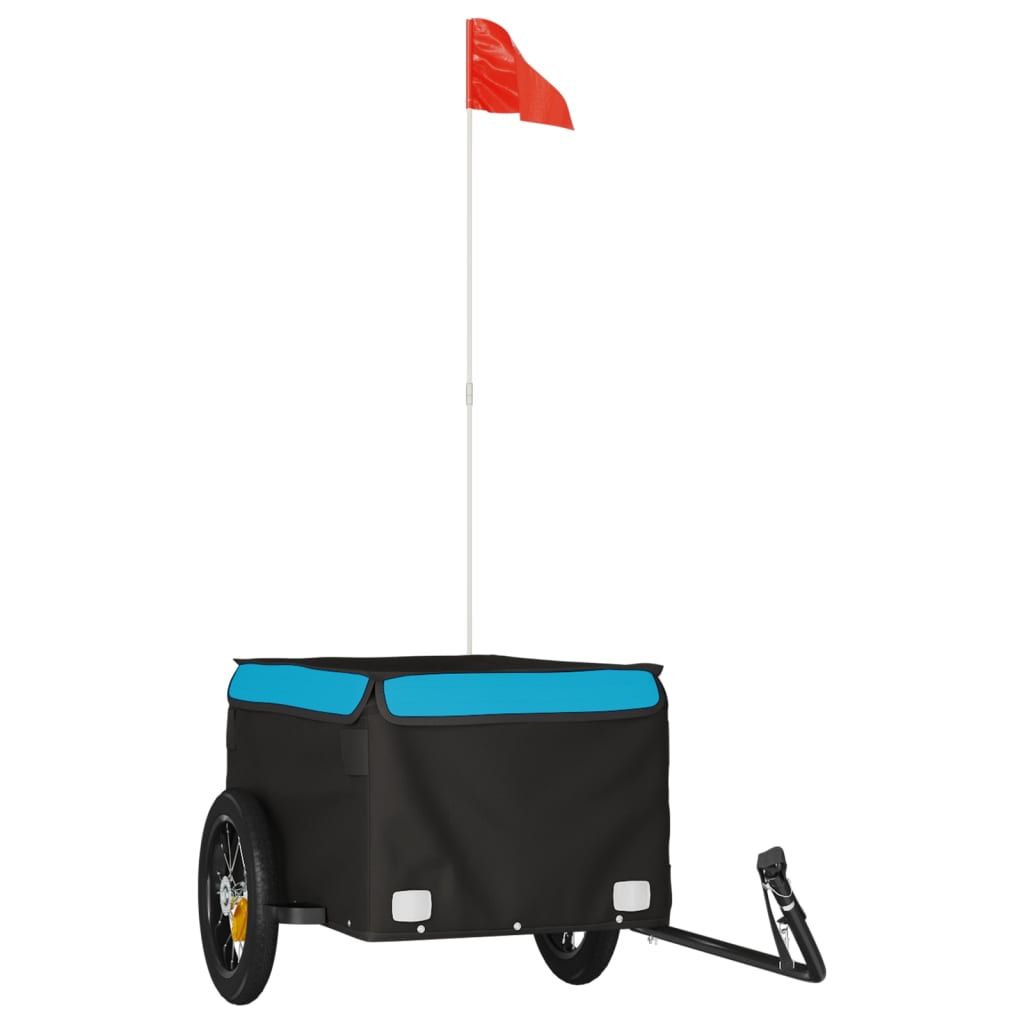 vidaXL Cykelvagn svart och blå 30 kg järn