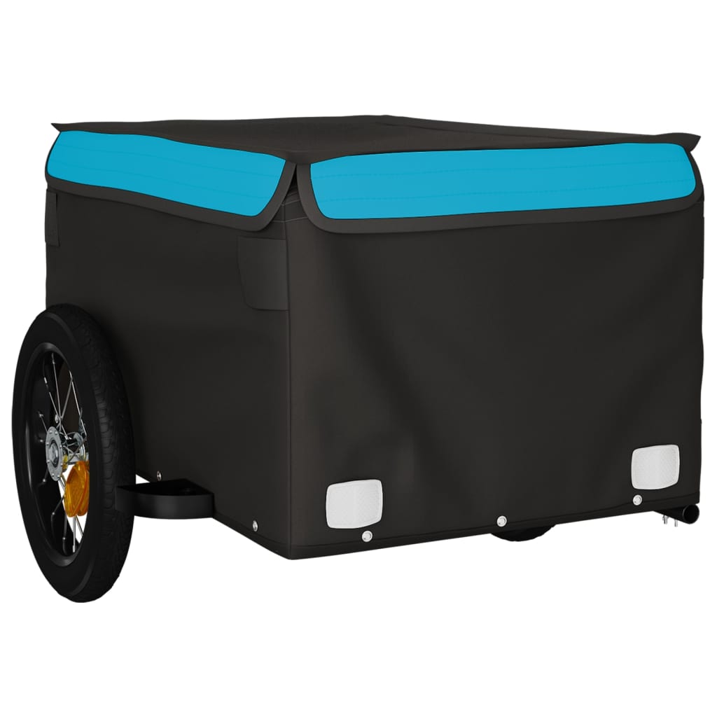 vidaXL Cykelvagn svart och blå 30 kg järn