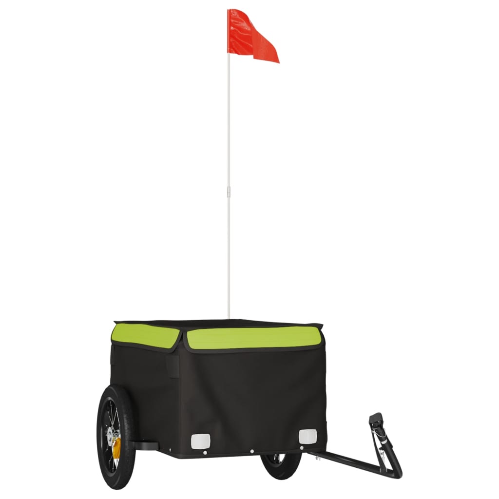vidaXL Cykelvagn svart och grön 30 kg järn