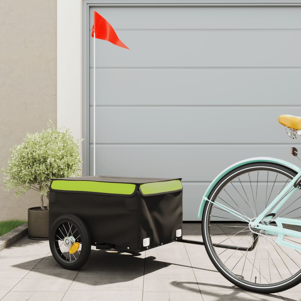 vidaXL Cykelvagn svart och grön 30 kg järn