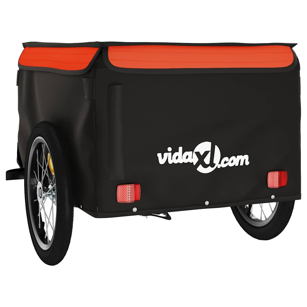 vidaXL Cykelvagn svart och orange 45 kg järn