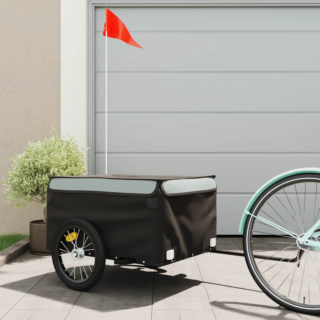 vidaXL Cykelvagn svart och grå 45 kg järn
