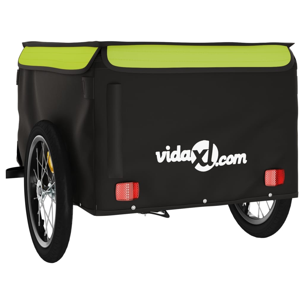 vidaXL Cykelvagn svart och grön 45 kg järn