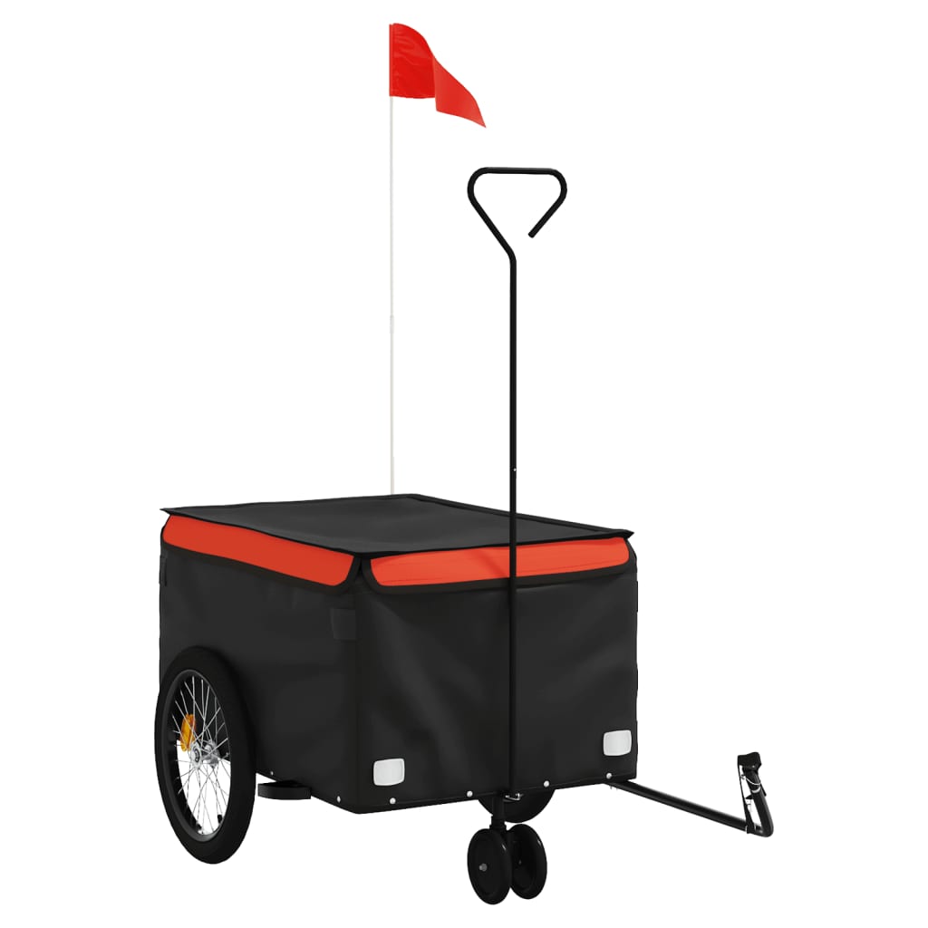 vidaXL Cykelvagn svart och orange 30 kg järn
