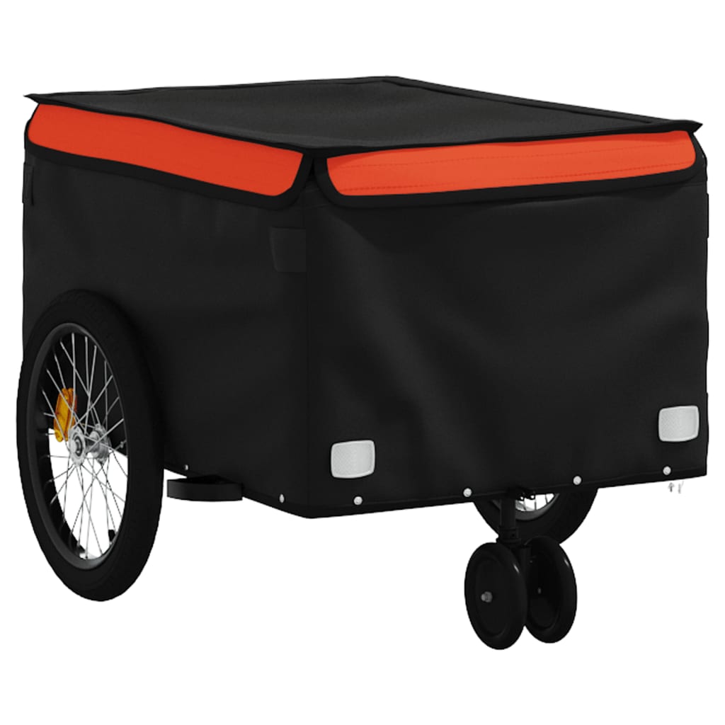 vidaXL Cykelvagn svart och orange 30 kg järn