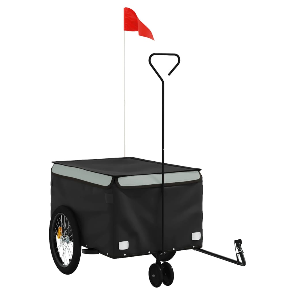 vidaXL Cykelvagn svart och grå 30 kg järn