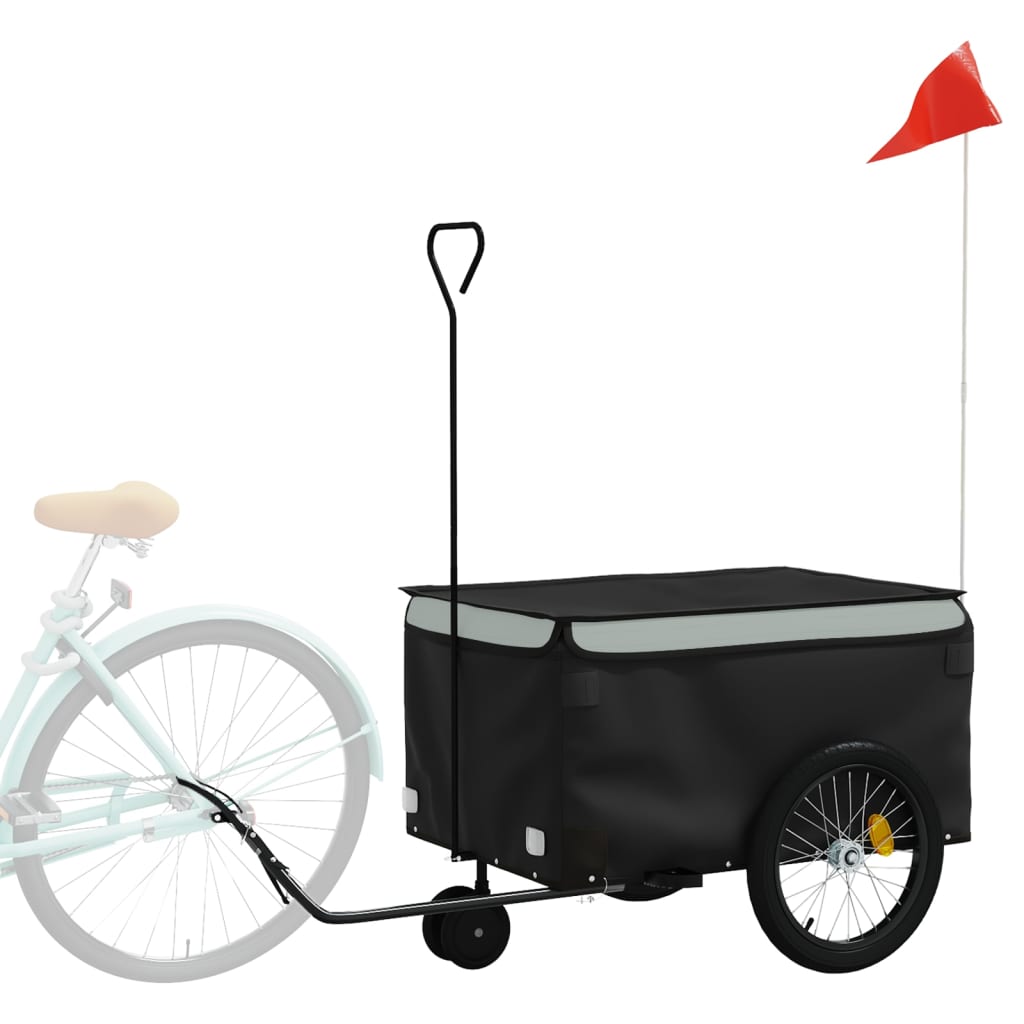 vidaXL Cykelvagn svart och grå 30 kg järn