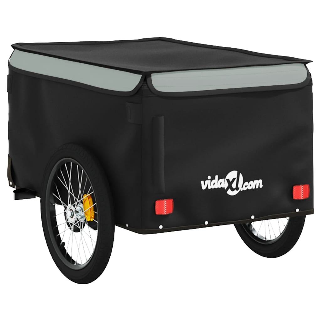 vidaXL Cykelvagn svart och grå 30 kg järn