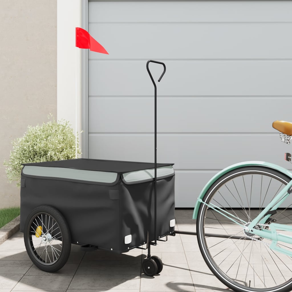 vidaXL Cykelvagn svart och grå 30 kg järn