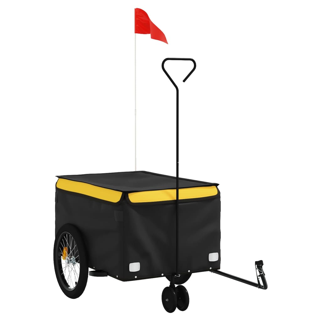 vidaXL Cykelvagn svart och gul 30 kg järn