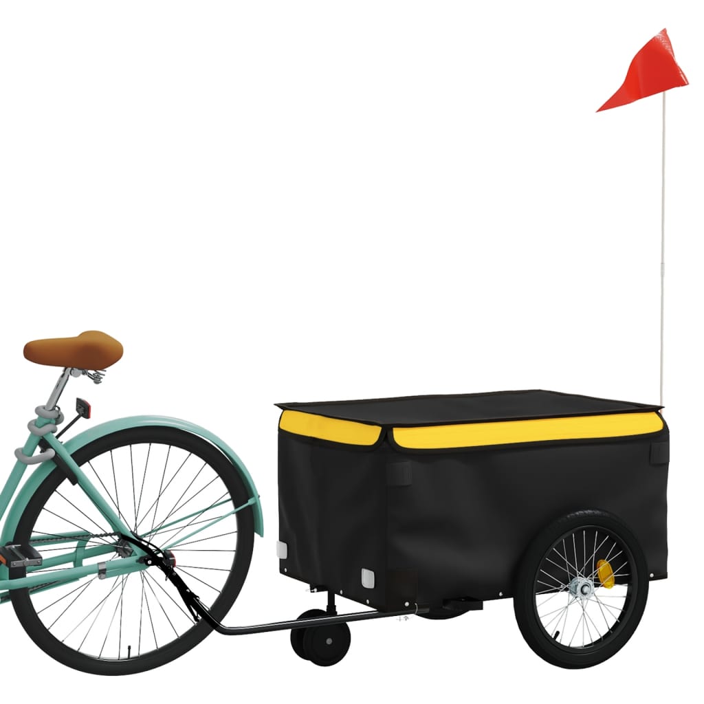 vidaXL Cykelvagn svart och gul 30 kg järn