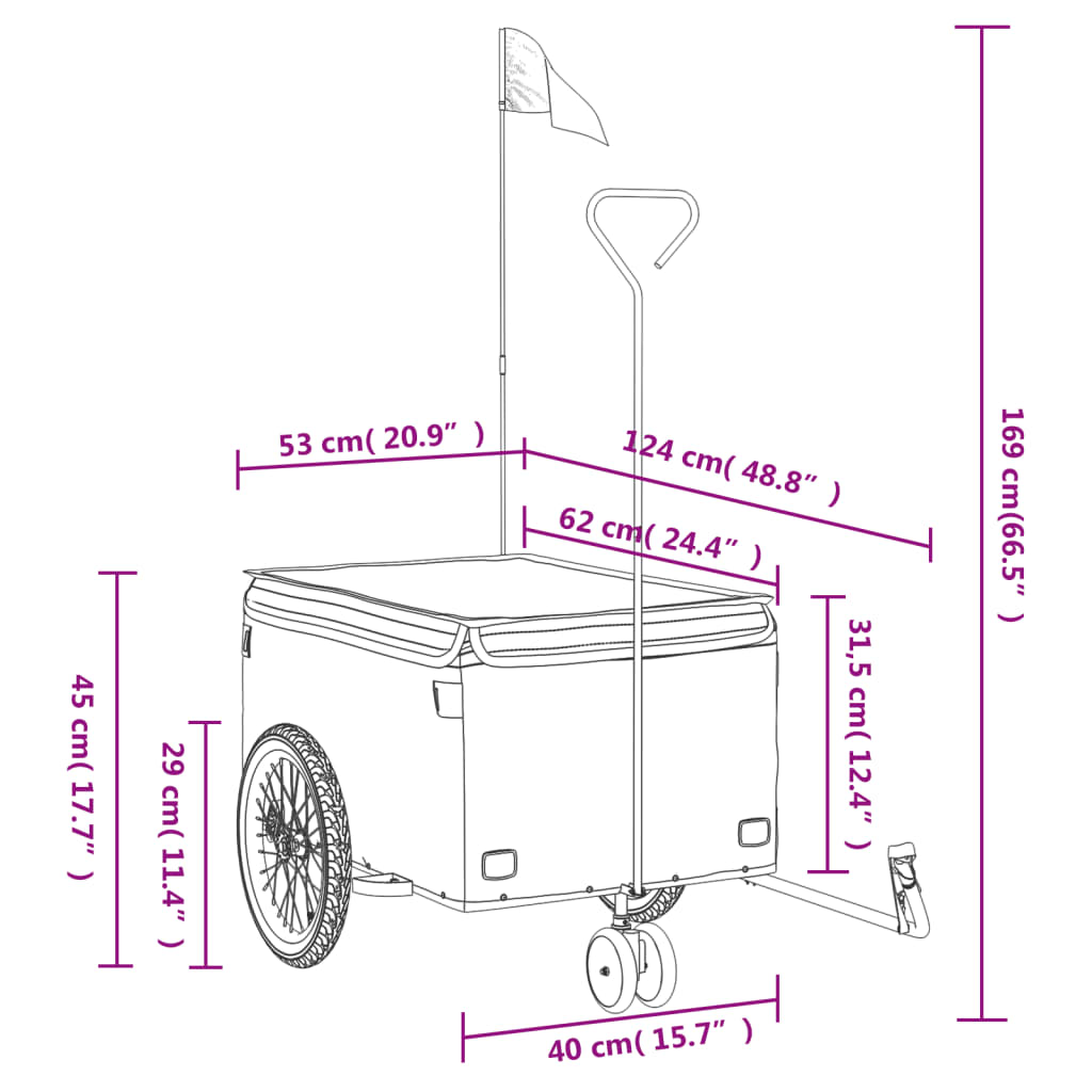 vidaXL Cykelvagn svart och gul 30 kg järn