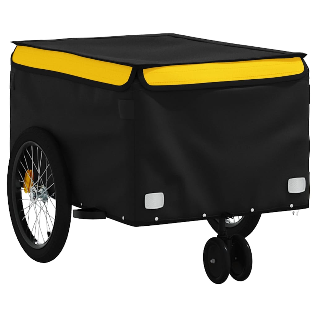 vidaXL Cykelvagn svart och gul 30 kg järn