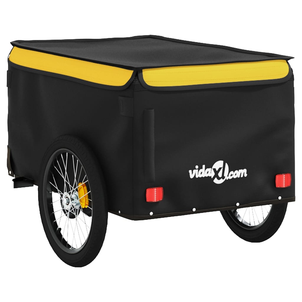 vidaXL Cykelvagn svart och gul 30 kg järn