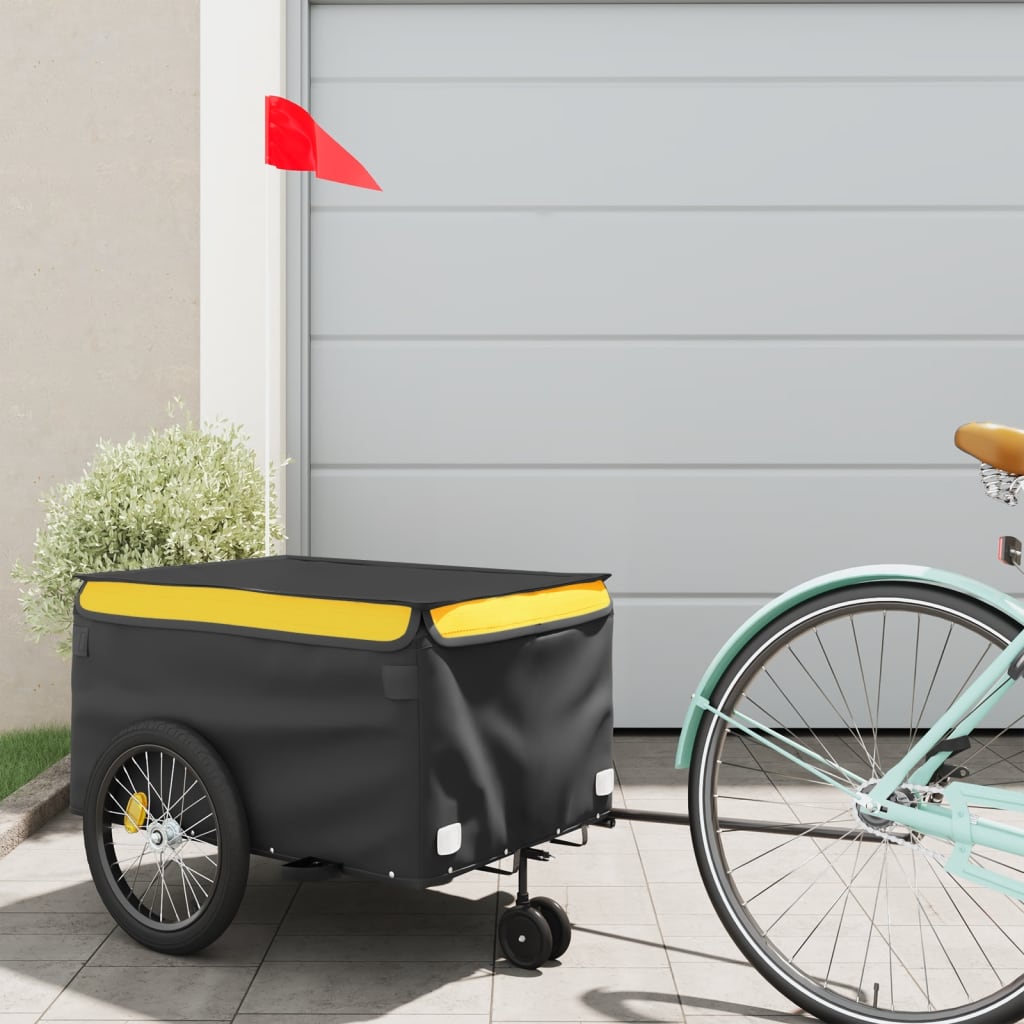 vidaXL Cykelvagn svart och gul 30 kg järn