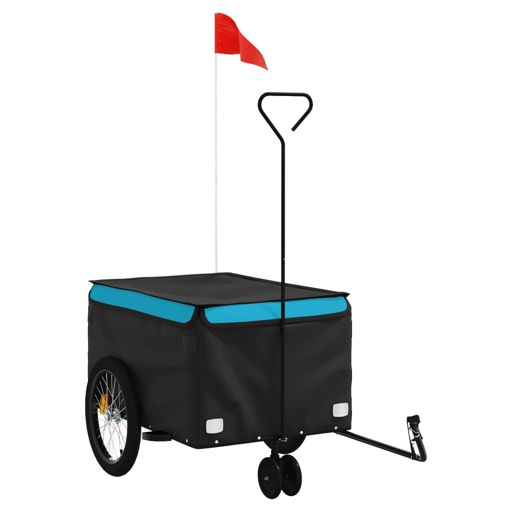 vidaXL Cykelvagn svart och blå 30 kg järn