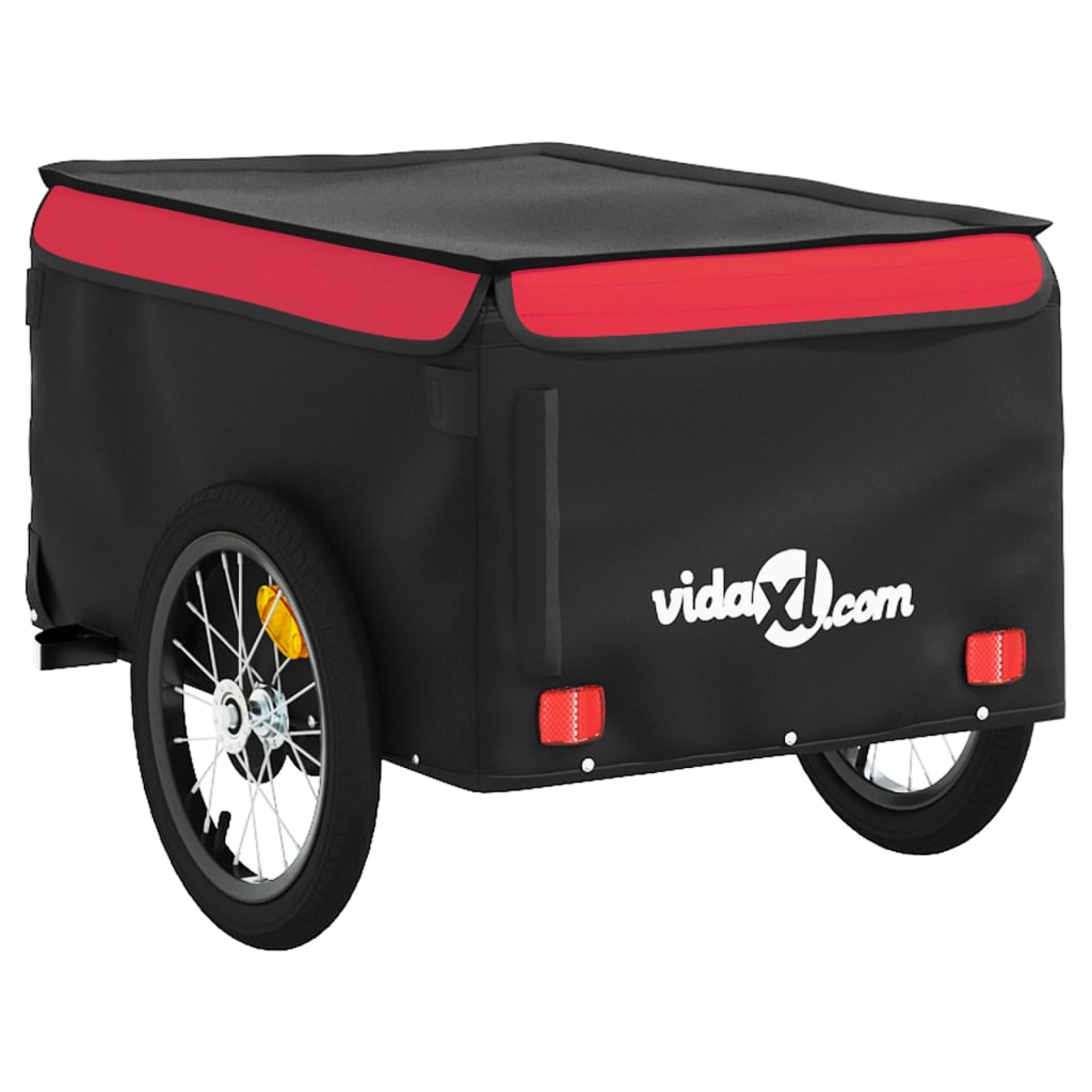 vidaXL Cykelvagn svart och röd 45 kg järn