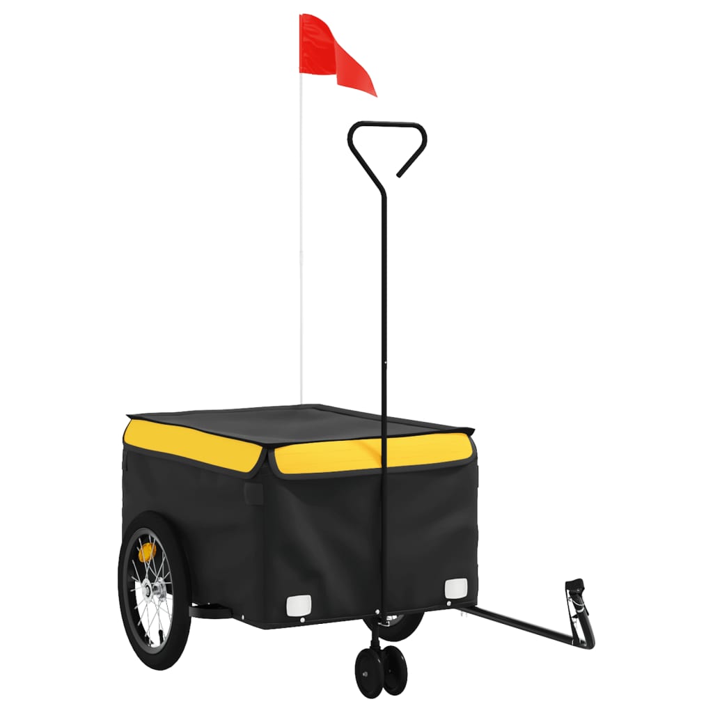 vidaXL Cykelvagn svart och gul 45 kg järn