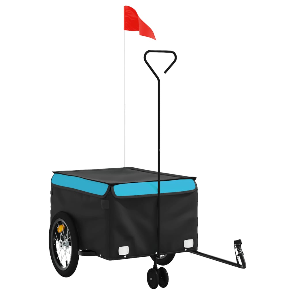 vidaXL Cykelvagn svart och blå 45 kg järn