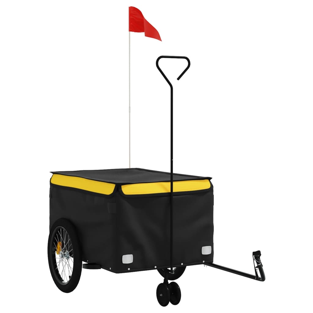 vidaXL Cykelvagn svart och gul 45 kg järn
